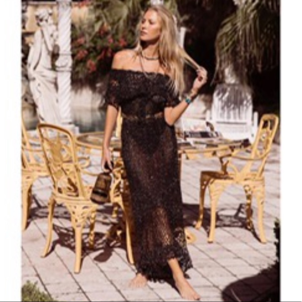 Chasing Unicorns Starry Sky Ruffle Maxi Dress